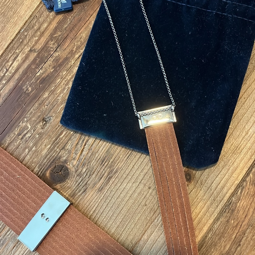 Swarovski Leather and Crystal Matching Necklace and Bracelet - Picture 7 of 11
